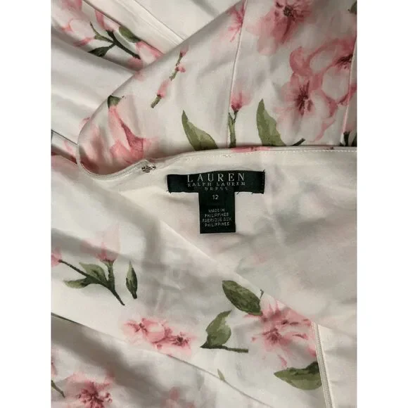 Ralph Lauren, Women's Fit & Flare Mini Dress, Pink White Floral, Size 12, NWT - Picture 5 of 9